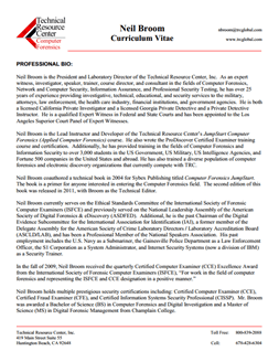 CV for Neil Broom Expert Witness in Computer Forensics Investigations in Kansas